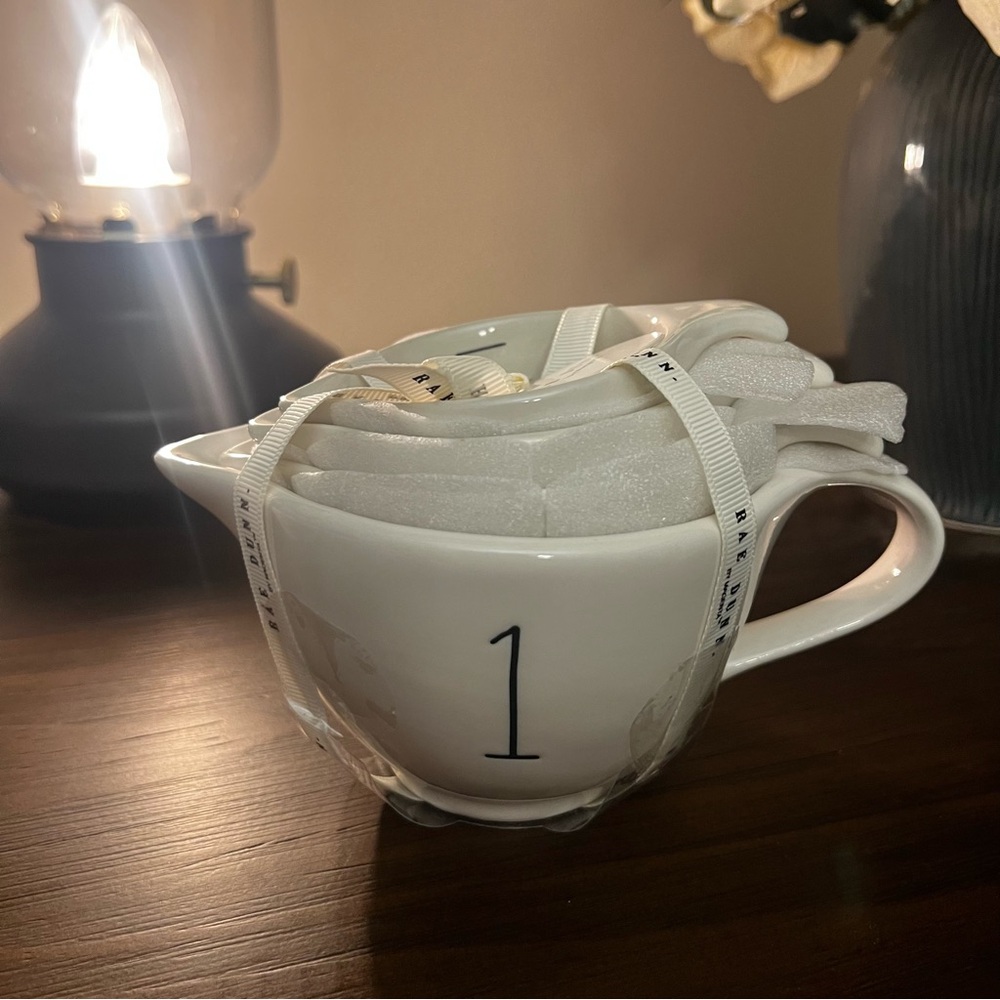 Rae Dunn White Ceramic Measuring Cups with Numbers